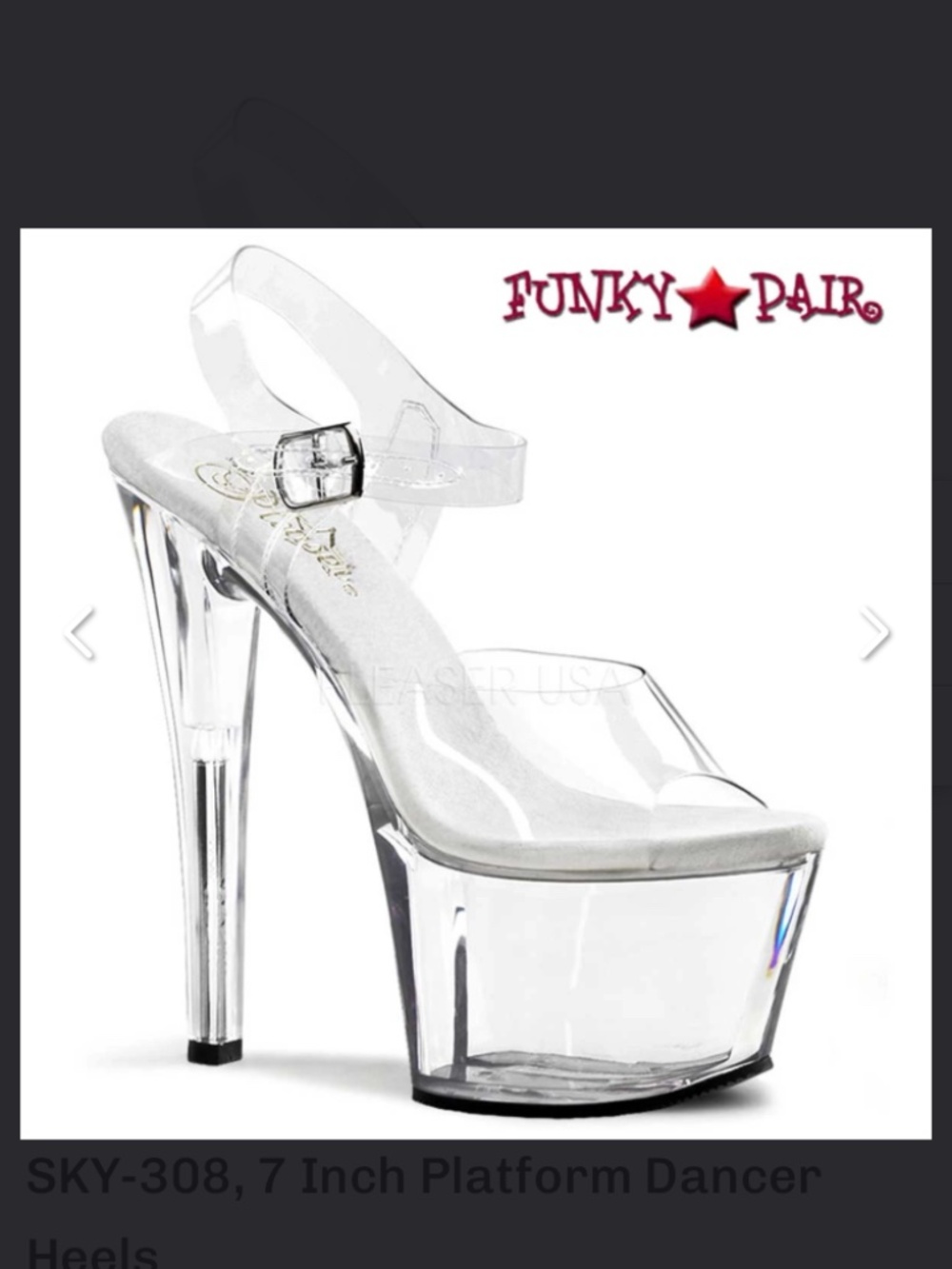 Pleaser size 7 SKY-308, 7 Inch Platform Dancer Heels